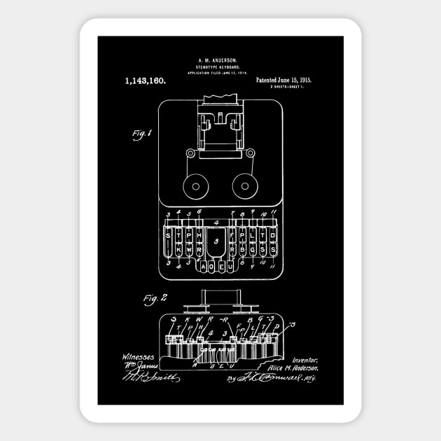 Stenographic Machine 1915 Patent , Stenographer Gift Idea, Stenotype Machine Magnet by Anodyle